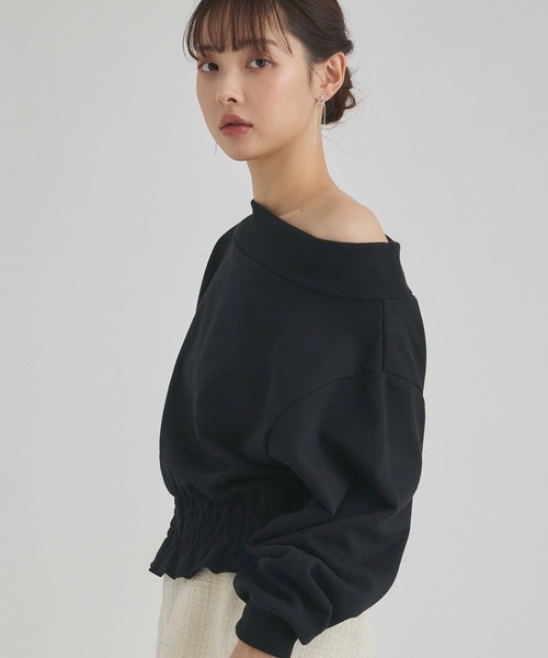 fifth(フィフス)の「裏起毛シャーリングオフショルプルオーバー(スウェット・レディース・ブラック/ピンク・M)」の14枚目の写真