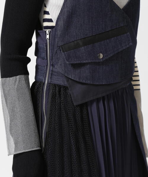 アウラアイラ　デニム サロペット　スカート 美品 MANY PARTS ASYMMETRY DENIM JUMPER SKIRT — aulaaila