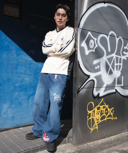 LTR DEPTH（レイターデプス）の「LTR DEPTH/ラインスリーブゲームロンT（Tシャツ/カットソー・メンズ・アイボリー/ネイビー・MEDIUM/LARGE）」の18枚目の写真