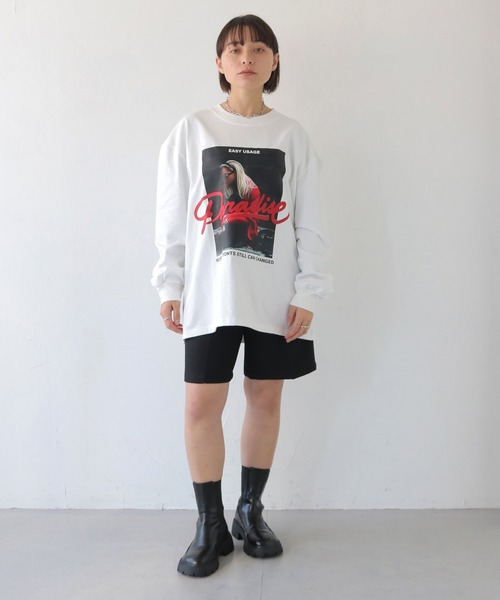 HER CLOSET(ハークローゼット)の「【shemoshelly】フォトプリントロゴオーバーサイズ ロンT(Tシャツ/カットソー・レディース・オフホワイト/ブラック・FREE)」の6枚目の写真