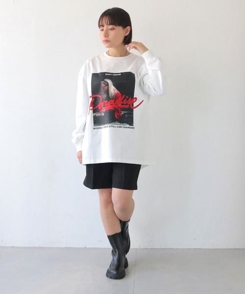 HER CLOSET(ハークローゼット)の「【shemoshelly】フォトプリントロゴオーバーサイズ ロンT(Tシャツ/カットソー・レディース・オフホワイト/ブラック・FREE)」の8枚目の写真