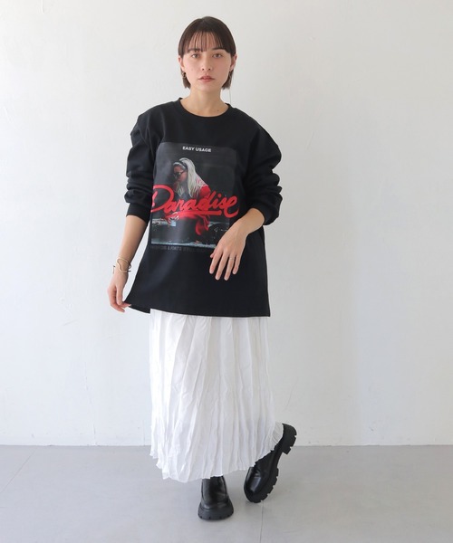 HER CLOSET(ハークローゼット)の「【shemoshelly】フォトプリントロゴオーバーサイズ ロンT(Tシャツ/カットソー・レディース・オフホワイト/ブラック・FREE)」の10枚目の写真