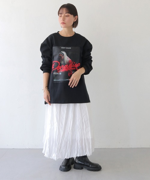 HER CLOSET(ハークローゼット)の「【shemoshelly】フォトプリントロゴオーバーサイズ ロンT(Tシャツ/カットソー・レディース・オフホワイト/ブラック・FREE)」の11枚目の写真