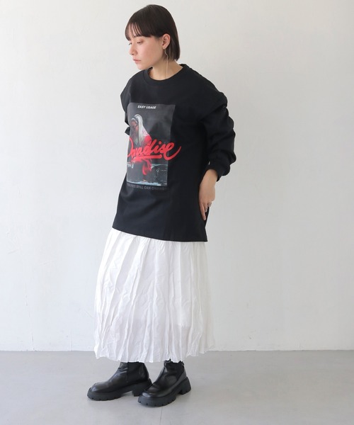HER CLOSET(ハークローゼット)の「【shemoshelly】フォトプリントロゴオーバーサイズ ロンT(Tシャツ/カットソー・レディース・オフホワイト/ブラック・FREE)」の12枚目の写真