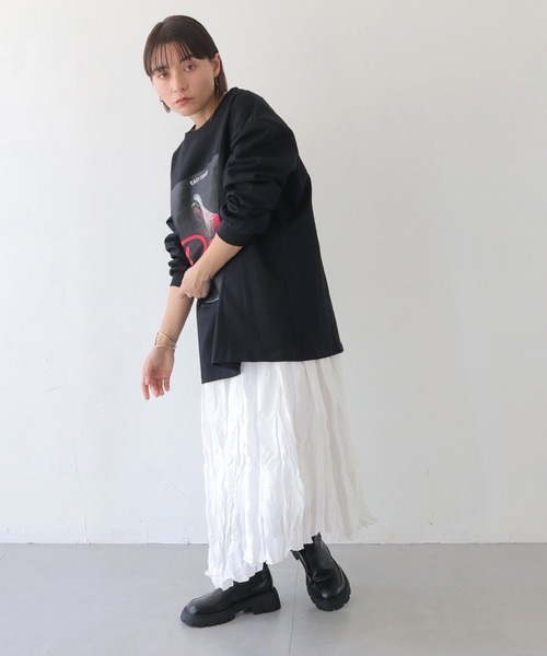 HER CLOSET(ハークローゼット)の「【shemoshelly】フォトプリントロゴオーバーサイズ ロンT(Tシャツ/カットソー・レディース・オフホワイト/ブラック・FREE)」の13枚目の写真