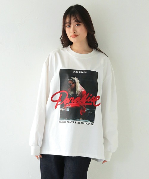 HER CLOSET(ハークローゼット)の「【shemoshelly】フォトプリントロゴオーバーサイズ ロンT(Tシャツ/カットソー・レディース・オフホワイト/ブラック・FREE)」の18枚目の写真