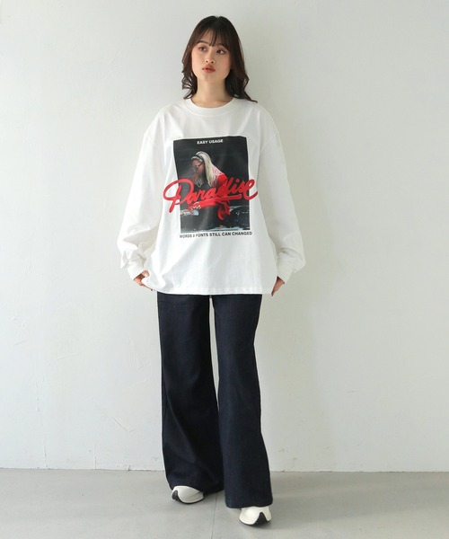 HER CLOSET(ハークローゼット)の「【shemoshelly】フォトプリントロゴオーバーサイズ ロンT(Tシャツ/カットソー・レディース・オフホワイト/ブラック・FREE)」の19枚目の写真