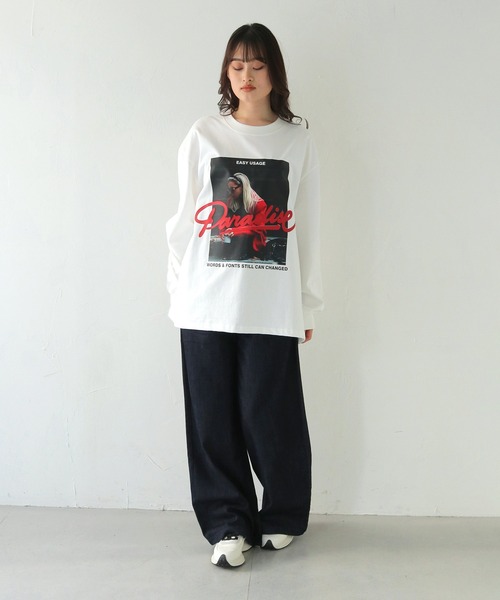 HER CLOSET(ハークローゼット)の「【shemoshelly】フォトプリントロゴオーバーサイズ ロンT(Tシャツ/カットソー・レディース・オフホワイト/ブラック・FREE)」の20枚目の写真