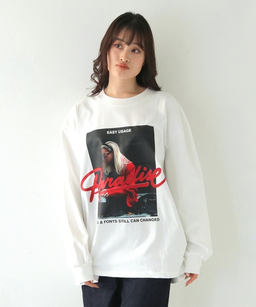 HER CLOSET(ハークローゼット)の「【shemoshelly】フォトプリントロゴオーバーサイズ ロンT(Tシャツ/カットソー・レディース・オフホワイト/ブラック・FREE)」の17枚目の写真