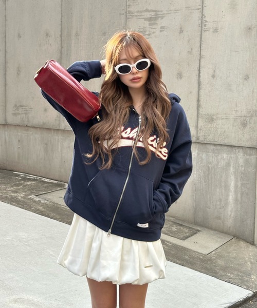 RAY CASSIN（レイカズン）の「ロゴジップフードパーカー（パーカー・レディース・ホワイト系その他/ネイビー/グレー系その他2・FREE）」の11枚目の写真