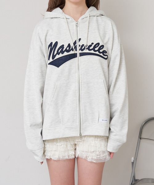 RAY CASSIN（レイカズン）の「ロゴジップフードパーカー（パーカー・レディース・ホワイト系その他/ネイビー/グレー系その他2・FREE）」の16枚目の写真