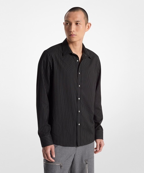 マッキーです★★RELAXED FIT ストライプリネンシャツ セール】リラックス フィット ストライプ シャツ（シャツ