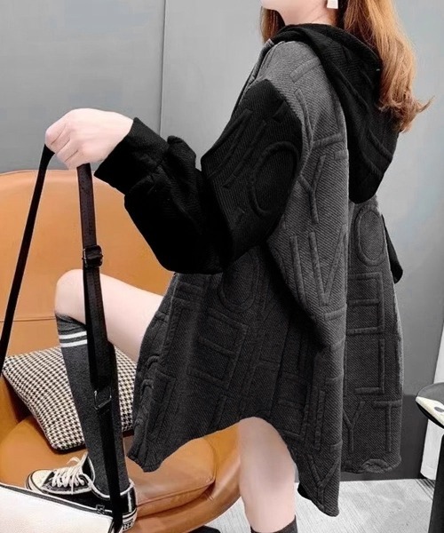 Miniministore(ミニミニストア)の「エンボスロゴパーカー韓国風前開きパーカー(パーカー・レディース・ブラック/グレー・FREE)」の6枚目の写真