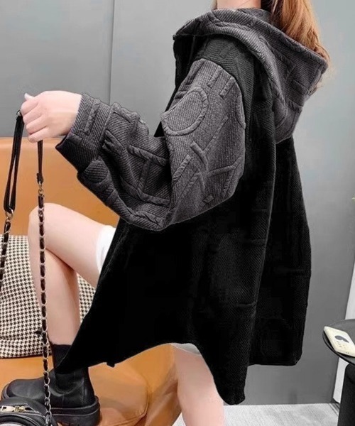 Miniministore(ミニミニストア)の「エンボスロゴパーカー韓国風前開きパーカー(パーカー・レディース・ブラック/グレー・FREE)」の10枚目の写真