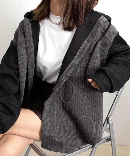 Miniministore(ミニミニストア)の「エンボスロゴパーカー韓国風前開きパーカー(パーカー・レディース・ブラック/グレー・FREE)」の16枚目の写真