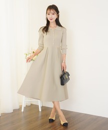 le reve vaniller（ル レーヴ ヴァニレ）の「パールトリム 襟付き ニット ワンピース le reve vaniller（ワンピース）」