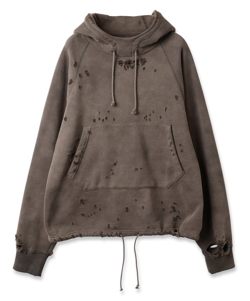 JIEDA（ジエダ）の「DAMAGE PULLOVER HOODIE（パーカー・メンズ・ブラック/オフホワイト・1/2）」の2枚目の写真