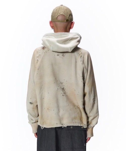 JIEDA（ジエダ）の「DAMAGE PULLOVER HOODIE（パーカー・メンズ・ブラック/オフホワイト・1/2）」の5枚目の写真