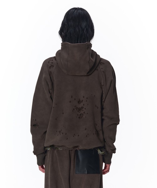 JIEDA（ジエダ）の「DAMAGE PULLOVER HOODIE（パーカー・メンズ・ブラック/オフホワイト・1/2）」の8枚目の写真