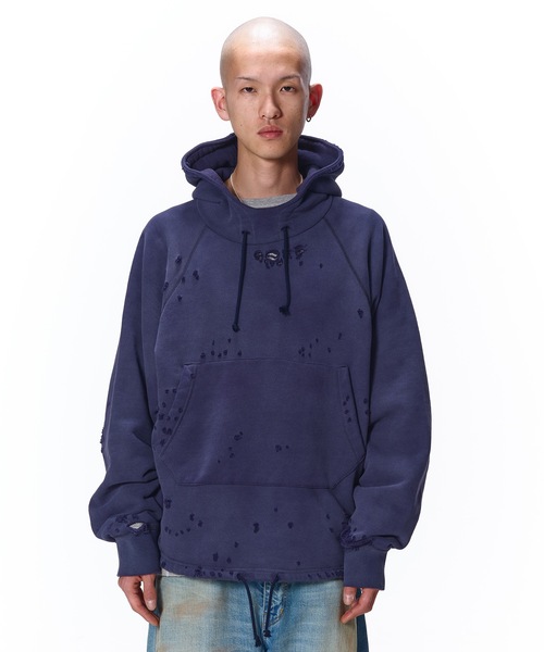 JIEDA（ジエダ）の「DAMAGE PULLOVER HOODIE（パーカー・メンズ・ブラック/オフホワイト・1/2）」の10枚目の写真