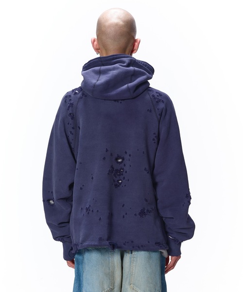 JIEDA（ジエダ）の「DAMAGE PULLOVER HOODIE（パーカー・メンズ・ブラック/オフホワイト・1/2）」の11枚目の写真