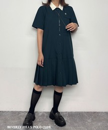 179/WG（イチナナキュウダブルジー）の「【BEVERLY HILLS POLO CLUB】プリーツヘム半袖ワンピース（ワンピース）」
