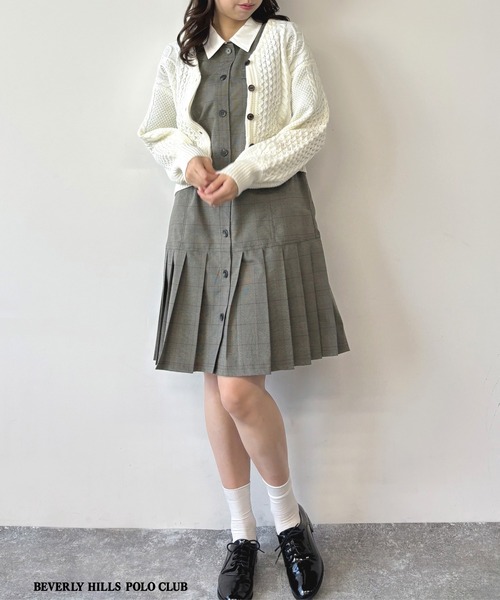 BEVERLY HILLS POLO CLUB（ビバリーヒルズポロクラブ）の「【BEVERLY HILLS POLO CLUB】プリーツヘム半袖ワンピース（ワンピース・レディース・ベージュ/チャコール/グレー/ネイビー/ライトグレー/グリーン・MEDIUM）」の14枚目の写真