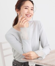 【S-LL】重ね着コーデで差をつける お袖チュールリブトップス