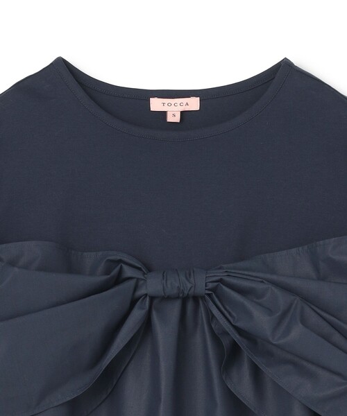 TOCCA（トッカ）の「PRESENT RIBBON Tシャツ（Tシャツ/カットソー・レディース・アイボリー系/ネイビー系・MEDIUM/SMALL）」の16枚目の写真