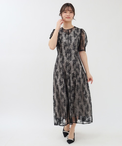TRUDEA(トルディア)の「スパンコール刺繍レースワンピース(ドレス・レディース・ブラック/ピンクベージュ・MEDIUM)」の10枚目の写真