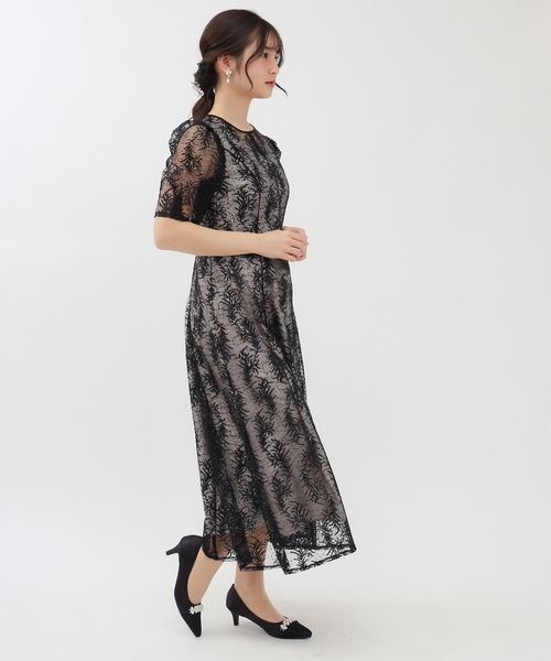 TRUDEA(トルディア)の「スパンコール刺繍レースワンピース(ドレス・レディース・ブラック/ピンクベージュ・MEDIUM)」の13枚目の写真