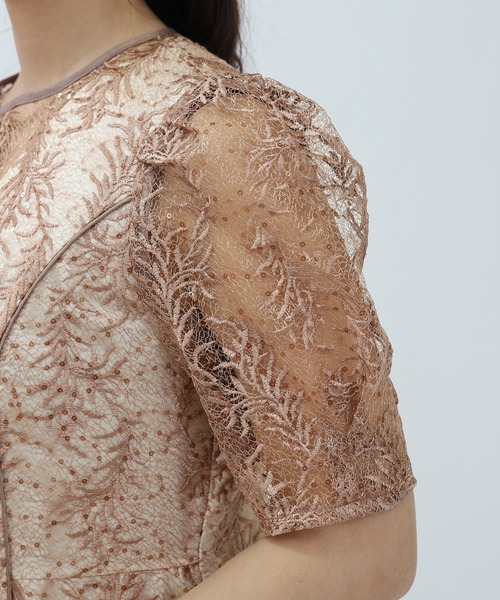 TRUDEA(トルディア)の「スパンコール刺繍レースワンピース(ドレス・レディース・ブラック/ピンクベージュ・MEDIUM)」の21枚目の写真