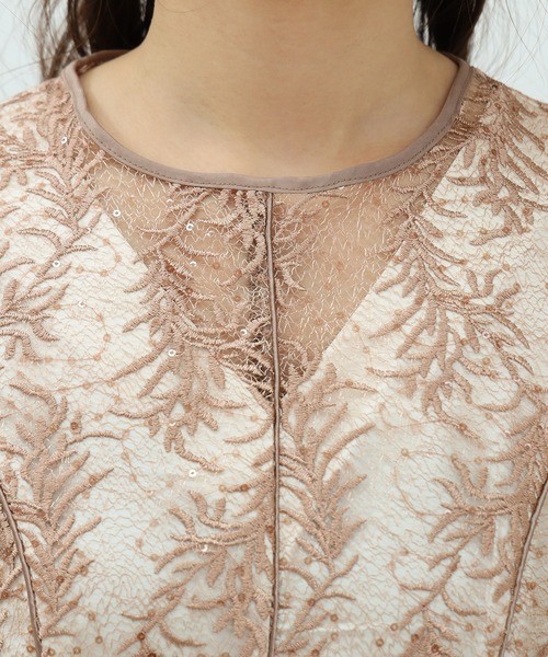 TRUDEA(トルディア)の「スパンコール刺繍レースワンピース(ドレス・レディース・ブラック/ピンクベージュ・MEDIUM)」の20枚目の写真