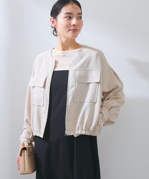 VIS（ビス）の「【WEB限定】気流染めリネンライクダブルポケットブルゾン【防シワ/UVケア/接触冷感/洗える】（ブルゾン・レディース・ベージュ/カーキ/スミクロ・FREE）」の5枚目の写真