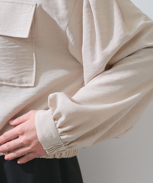 VIS（ビス）の「【WEB限定】気流染めリネンライクダブルポケットブルゾン【防シワ/UVケア/接触冷感/洗える】（ブルゾン・レディース・ベージュ/カーキ/スミクロ・FREE）」の13枚目の写真