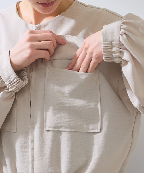 VIS（ビス）の「【WEB限定】気流染めリネンライクダブルポケットブルゾン【防シワ/UVケア/接触冷感/洗える】（ブルゾン・レディース・ベージュ/カーキ/スミクロ・FREE）」の15枚目の写真