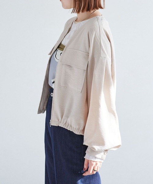 VIS（ビス）の「【WEB限定】気流染めリネンライクダブルポケットブルゾン【防シワ/UVケア/接触冷感/洗える】（ブルゾン・レディース・ベージュ/カーキ/スミクロ・FREE）」の20枚目の写真