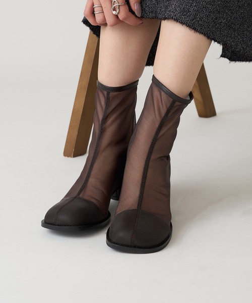 ALM.(アルム)の「【ALM.】ROBE TULLE BOOTS チュールブーツ メッシュブーツ(ブーツ・レディース・ブラウン/ブラック・37/36/38)」の3枚目の写真