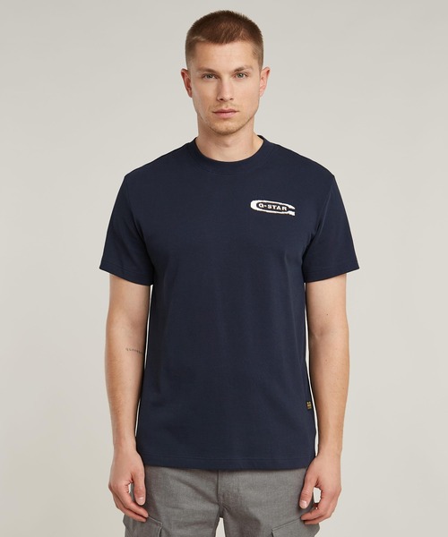 G-STAR（ジースター）の「BACK GRAPHIC ARCH T-SHIRT/バックプリントアーチロゴTシャツ（Tシャツ/カットソー・メンズ・ダークブラック/ホワイト/ダークネイビー/オリーブ・X-SMALL/SMALL/MEDIUM/LARGE/X-LARGE）」の5枚目の写真