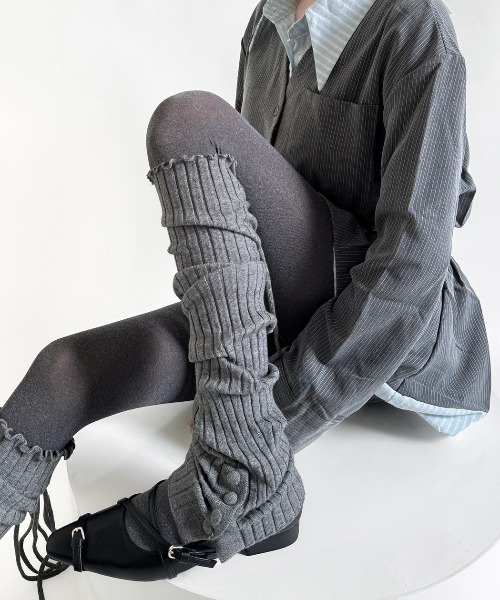 UP START（アップスタート）の「【LAMPOON】メロウリブボタン付きレッグウォーマー（レッグウォーマー・レディース・ベージュ/ホワイト/ブラック/グレー・FREE）」の17枚目の写真