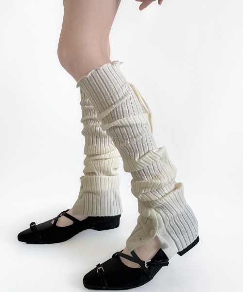 UP START（アップスタート）の「【LAMPOON】メロウリブボタン付きレッグウォーマー（レッグウォーマー・レディース・ベージュ/ホワイト/ブラック/グレー・FREE）」の10枚目の写真
