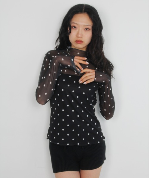 IMARI(イマリ)の「【 IMARI / イマリ 】 ドット シアー メロウ トップス(Tシャツ/カットソー・レディース・アイボリー/ブラック/ホワイト系その他・FREE)」の9枚目の写真