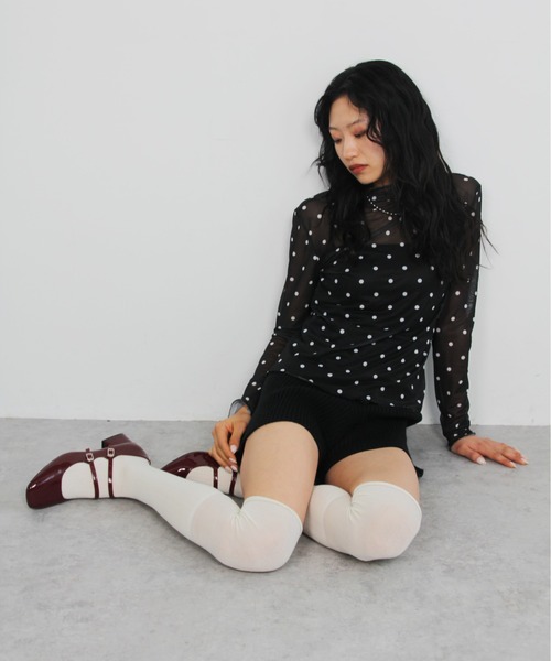 IMARI(イマリ)の「【 IMARI / イマリ 】 ドット シアー メロウ トップス(Tシャツ/カットソー・レディース・アイボリー/ブラック/ホワイト系その他・FREE)」の7枚目の写真