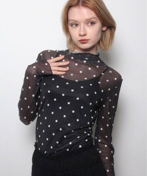 IMARI(イマリ)の「【 IMARI / イマリ 】 ドット シアー メロウ トップス(Tシャツ/カットソー・レディース・アイボリー/ブラック/ホワイト系その他・FREE)」の14枚目の写真