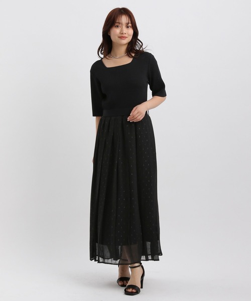 Andemiu(アンデミュウ)の「ラメドットドッキングワンピース327795(ワンピース・レディース・ブラック/ライトグレー/ネイビー・FREE)」の5枚目の写真