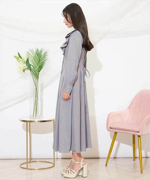 WILLSELECTION(ウィルセレクション)の「配色襟ダブルフリルシャツワンピース(ワンピース・レディース・グレー系その他/ライトグレー/ベージュ・FREE)」の6枚目の写真