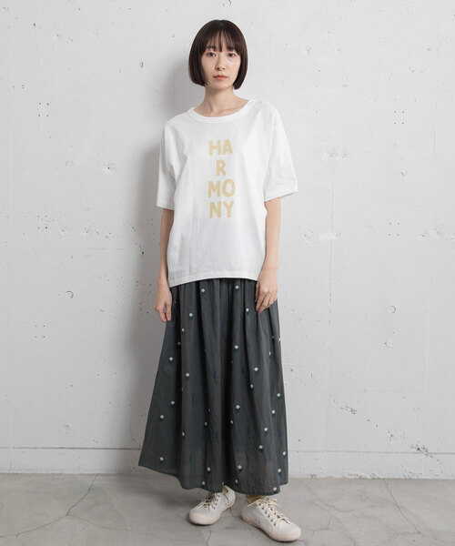 POU DOU DOU(プードゥドゥ)の「HARMONY ロゴプリントTシャツ(Tシャツ/カットソー・レディース・ブラック/ホワイト/オフホワイト・M)」の8枚目の写真
