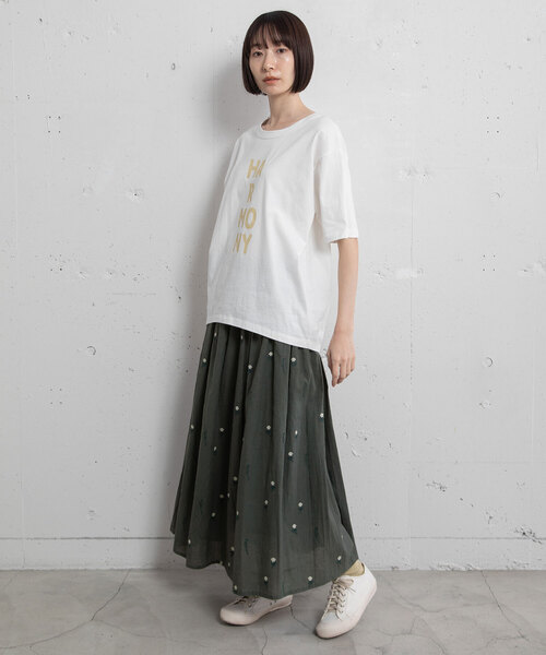 POU DOU DOU(プードゥドゥ)の「HARMONY ロゴプリントTシャツ(Tシャツ/カットソー・レディース・ブラック/ホワイト/オフホワイト・M)」の7枚目の写真