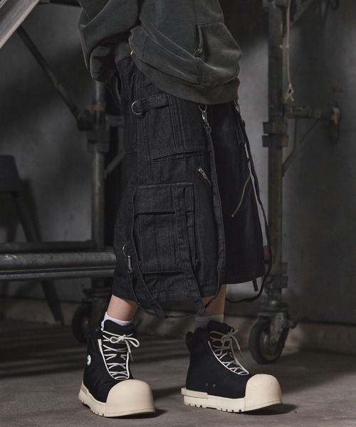 オ*e様 LILL 3wayルーズシルエットハイギミックサスペンダーデニムカーゴ LILL 3wayルーズシルエットハイギミックサスペンダーデニム