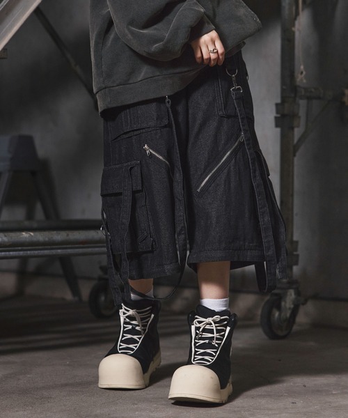 LILL 3wayルーズシルエットハイギミックサスペンダーデニムカーゴ ERAR】3wayルーズシルエットハイギミックサスペンダーカーゴ